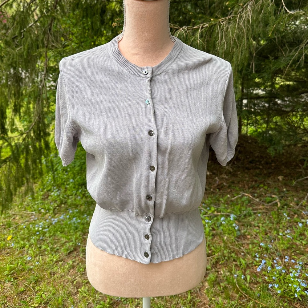 Short sleeve button up knit